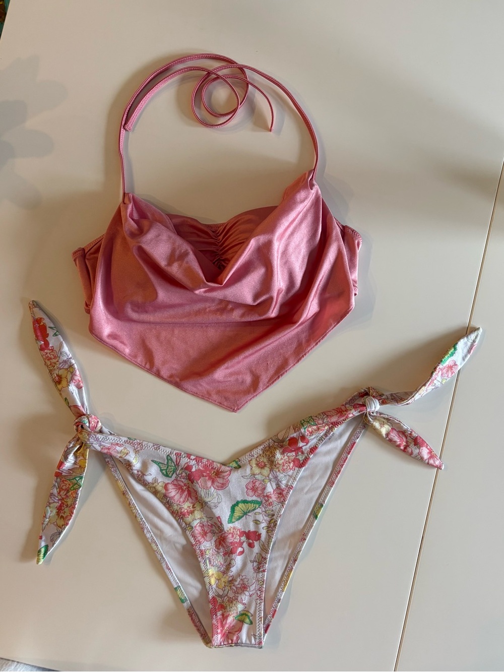 Victoria’s Secret Pink Floral Butterfly Halter Bikini Brazilian Set 👙